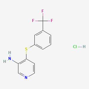molecular formula C12H10ClF3N2S B8094380 4-[3-(Trifluoromethyl)phenyl]sulfanylpyridin-3-amine;hydrochloride 