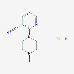 molecular formula C11H15ClN4 B8094389 2-(4-Methylpiperazin-1-yl)pyridine-3-carbonitrile;hydrochloride 
