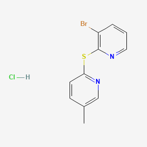 molecular formula C11H10BrClN2S B8094466 2-(3-Bromopyridin-2-yl)sulfanyl-5-methylpyridine;hydrochloride 