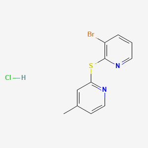 molecular formula C11H10BrClN2S B8094480 2-(3-Bromopyridin-2-yl)sulfanyl-4-methylpyridine;hydrochloride 