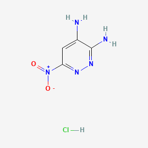 molecular formula C4H6ClN5O2 B8094626 6-Nitropyridazine-3,4-diamine;hydrochloride 