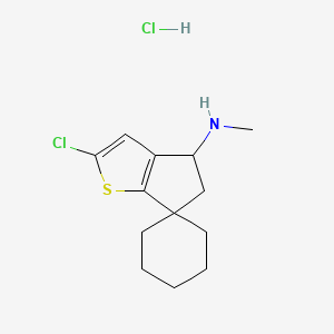 molecular formula C13H19Cl2NS B8094812 2-chloro-N-methylspiro[4,5-dihydrocyclopenta[b]thiophene-6,1'-cyclohexane]-4-amine;hydrochloride 