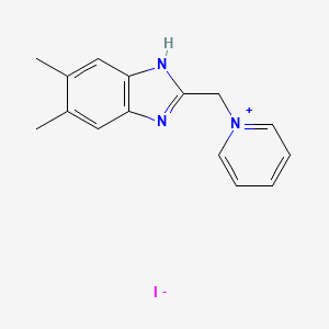 molecular formula C15H16IN3 B8094856 5,6-dimethyl-2-(pyridin-1-ium-1-ylmethyl)-1H-benzimidazole;iodide 