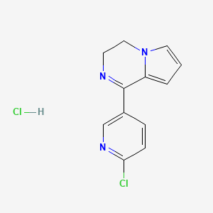 molecular formula C12H11Cl2N3 B8094926 1-(6-Chloropyridin-3-yl)-3,4-dihydropyrrolo[1,2-a]pyrazine;hydrochloride 