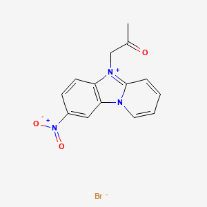 molecular formula C14H12BrN3O3 B8094935 1-(8-Nitropyrido[1,2-a]benzimidazol-5-ium-5-yl)propan-2-one;bromide 
