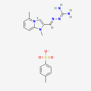 molecular formula C18H22N6O3S B8094959 2-[(E)-(1,5-dimethylimidazo[1,2-a]pyridin-4-ium-2-yl)methylideneamino]guanidine;4-methylbenzenesulfonate 