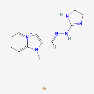 molecular formula C12H15BrN6 B8094968 N-[(E)-(1-methylimidazo[1,2-a]pyridin-4-ium-2-yl)methylideneamino]-4,5-dihydro-1H-imidazol-2-amine;bromide 