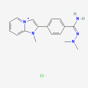 molecular formula C17H20ClN5 B8094975 N'-(dimethylamino)-4-(1-methylimidazo[1,2-a]pyridin-4-ium-2-yl)benzenecarboximidamide;chloride 