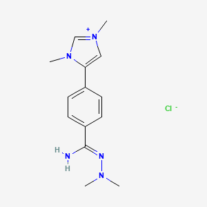 molecular formula C14H20ClN5 B8094982 N'-(dimethylamino)-4-(1,3-dimethylimidazol-1-ium-4-yl)benzenecarboximidamide;chloride 