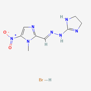 molecular formula C8H12BrN7O2 B8094990 N-[(E)-(1-methyl-5-nitroimidazol-2-yl)methylideneamino]-4,5-dihydro-1H-imidazol-2-amine;hydrobromide 