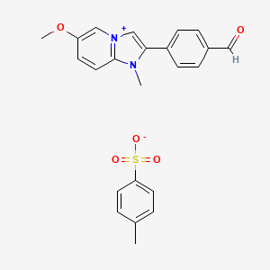 4-(6-Methoxy-1-methylimidazo[1,2-a]pyridin-4-ium-2-yl)benzaldehyde;4-methylbenzenesulfonate