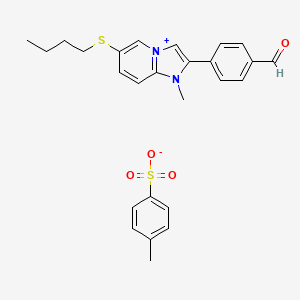 4-(6-Butylsulfanyl-1-methylimidazo[1,2-a]pyridin-4-ium-2-yl)benzaldehyde;4-methylbenzenesulfonate
