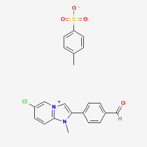 4-(6-Chloro-1-methylimidazo[1,2-a]pyridin-4-ium-2-yl)benzaldehyde;4-methylbenzenesulfonate