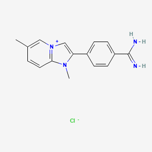 molecular formula C16H17ClN4 B8095118 4-(1,6-Dimethylimidazo[1,2-a]pyridin-4-ium-2-yl)benzenecarboximidamide;chloride 