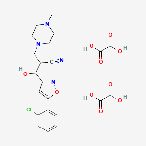 3-[5-(2-Chlorophenyl)-1,2-oxazol-3-yl]-3-hydroxy-2-[(4-methylpiperazin-1-yl)methyl]propanenitrile;oxalic acid