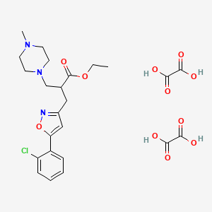 molecular formula C24H30ClN3O11 B8095178 Ethyl 2-[[5-(2-chlorophenyl)-1,2-oxazol-3-yl]methyl]-3-(4-methylpiperazin-1-yl)propanoate;oxalic acid 
