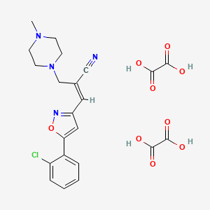 molecular formula C22H23ClN4O9 B8095181 (E)-3-[5-(2-chlorophenyl)-1,2-oxazol-3-yl]-2-[(4-methylpiperazin-1-yl)methyl]prop-2-enenitrile;oxalic acid 