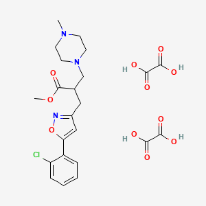 molecular formula C23H28ClN3O11 B8095184 Methyl 2-[[5-(2-chlorophenyl)-1,2-oxazol-3-yl]methyl]-3-(4-methylpiperazin-1-yl)propanoate;oxalic acid 