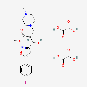 Methyl 3-[5-(4-fluorophenyl)-1,2-oxazol-3-yl]-3-hydroxy-2-[(4-methylpiperazin-1-yl)methyl]propanoate;oxalic acid