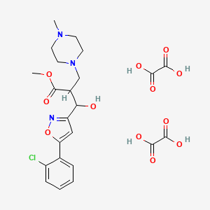 molecular formula C23H28ClN3O12 B8095192 Methyl 3-[5-(2-chlorophenyl)-1,2-oxazol-3-yl]-3-hydroxy-2-[(4-methylpiperazin-1-yl)methyl]propanoate;oxalic acid 
