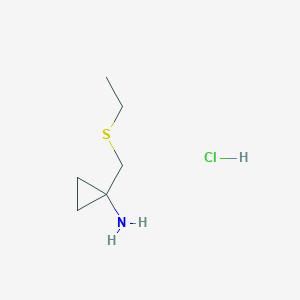 molecular formula C6H14ClNS B8095207 1-(Ethylsulfanylmethyl)cyclopropan-1-amine;hydrochloride 