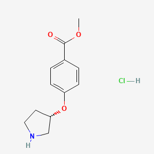 molecular formula C12H16ClNO3 B8095473 Methyl 4-[(S)-3-pyrrolidinyloxy]benzoate hydrochloride 