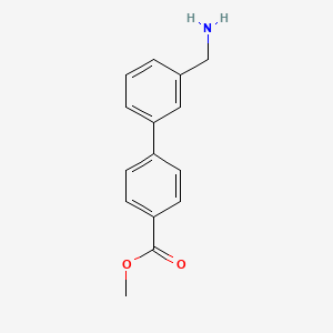 molecular formula C15H15NO2 B8095595 3'-(Aminomethyl)-biphenyl-4-carboxylic acid methyl ester 