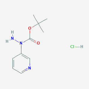 molecular formula C10H16ClN3O2 B8095606 N-Pyridin-3-yl-hydrazinecarboxylic acid tert-butyl ester hydrochloride 