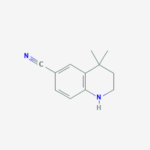 molecular formula C12H14N2 B8095633 4,4-Dimethyl-1,2,3,4-tetrahydro-quinoline-6-carbonitrile 