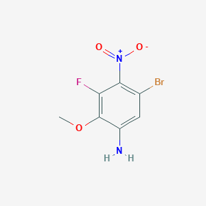molecular formula C7H6BrFN2O3 B8095657 5-Bromo-3-fluoro-2-methoxy-4-nitroaniline 