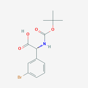 molecular formula C13H16BrNO4 B8095672 (2R)-2-(3-bromophenyl)-2-[(2-methylpropan-2-yl)oxycarbonylamino]acetic acid 