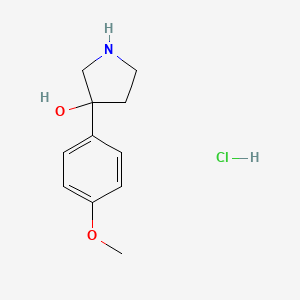 molecular formula C11H16ClNO2 B8095689 3-(4-Methoxyphenyl)-3-pyrrolidinol hydrochloride 