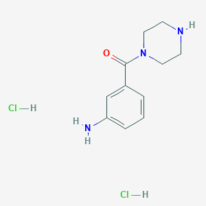 molecular formula C11H17Cl2N3O B8095738 (3-Aminophenyl)(piperazin-1-yl)methanone 2HCl 