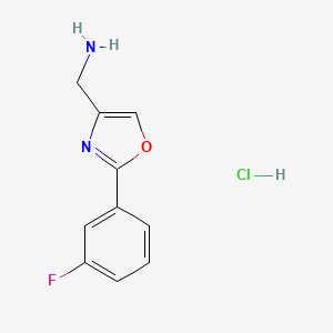 molecular formula C10H10ClFN2O B8095771 2-(3-Fluoro-phenyl)-oxazol-4-yl-methylamine hydrochloride 