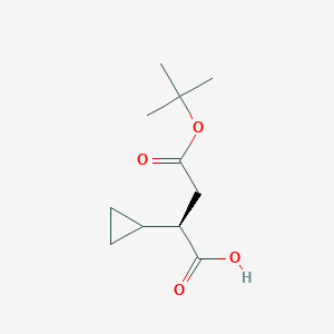 molecular formula C11H18O4 B8095823 (r)-4-(Tert-butoxy)-2-cyclopropyl-4-oxobutanoic acid 