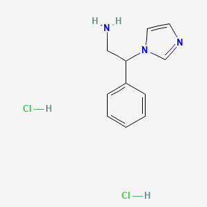 molecular formula C11H15Cl2N3 B8095888 2-Imidazol-1-yl-2-phenylethanamine;dihydrochloride 