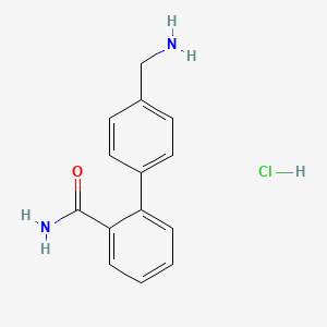 molecular formula C14H15ClN2O B8095923 4'-(Aminomethyl)-biphenyl-2-carboxamide hydrochloride 