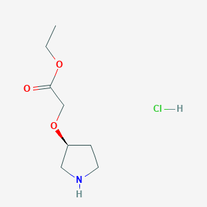 molecular formula C8H16ClNO3 B8095938 Ethyl 2-[(3S)-3-pyrrolidinyloxy]acetate HCl 