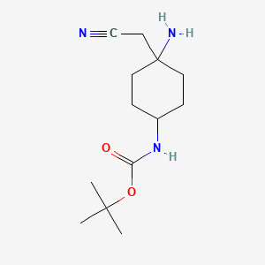 molecular formula C13H23N3O2 B8095948 tert-butyl N-[4-amino-4-(cyanomethyl)cyclohexyl]carbamate CAS No. 1656989-82-0