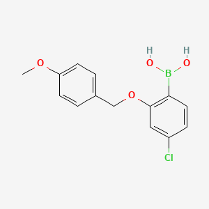 molecular formula C14H14BClO4 B8095966 4-Chloro-2-(4-methoxybenzyloxy)phenylboronic acid 