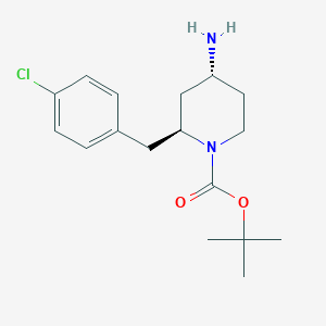 molecular formula C17H25ClN2O2 B8095973 (2S,4R)-tert-butyl 4-amino-2-(4-chlorobenzyl)piperidine-1-carboxylate 