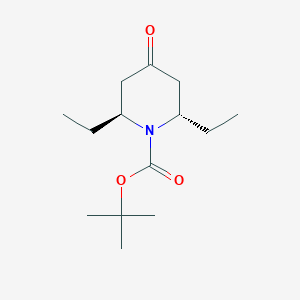 molecular formula C14H25NO3 B8096029 (2S,6S)-2,6-Diethyl-4-oxo-piperidine-1-carboxylic acid tert-butyl ester 