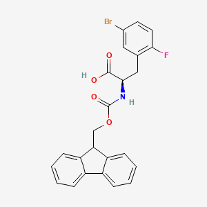 molecular formula C24H19BrFNO4 B8096054 (2R)-3-(5-bromo-2-fluorophenyl)-2-(9H-fluoren-9-ylmethoxycarbonylamino)propanoic acid 