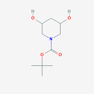 molecular formula C10H19NO4 B8096093 3,5-Dihydroxy-piperidine-1-carboxylic acid tert-butyl ester 