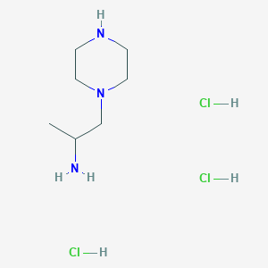 molecular formula C7H20Cl3N3 B8096189 alpha-Methyl-1-piperazineethanamine 3HCl 