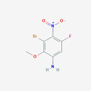 molecular formula C7H6BrFN2O3 B8096222 3-Bromo-5-fluoro-2-methoxy-4-nitroaniline 