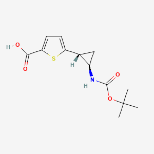 molecular formula C13H17NO4S B8096224 5-[(1R,2R)-2-[(2-methylpropan-2-yl)oxycarbonylamino]cyclopropyl]thiophene-2-carboxylic acid 
