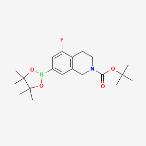 molecular formula C20H29BFNO4 B8096270 2-Boc-5-Fluoro-1,2,3,4-tetrahydro-isoquinoline-7-boronic acid pinacol ester 