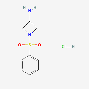 molecular formula C9H13ClN2O2S B8096308 1-(Phenylsulfonyl)azetidin-3-amine hydrochloride 