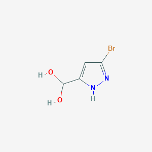 molecular formula C4H5BrN2O2 B8096313 (3-bromo-1H-pyrazol-5-yl)methanediol 